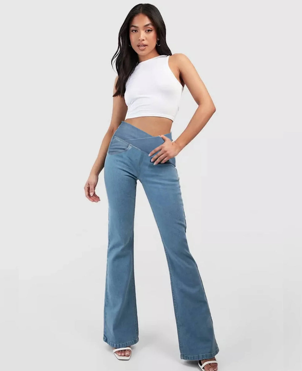 Lillian™ | Stretchy Jeans Højtaljede Crossover Bukser – Maviere
